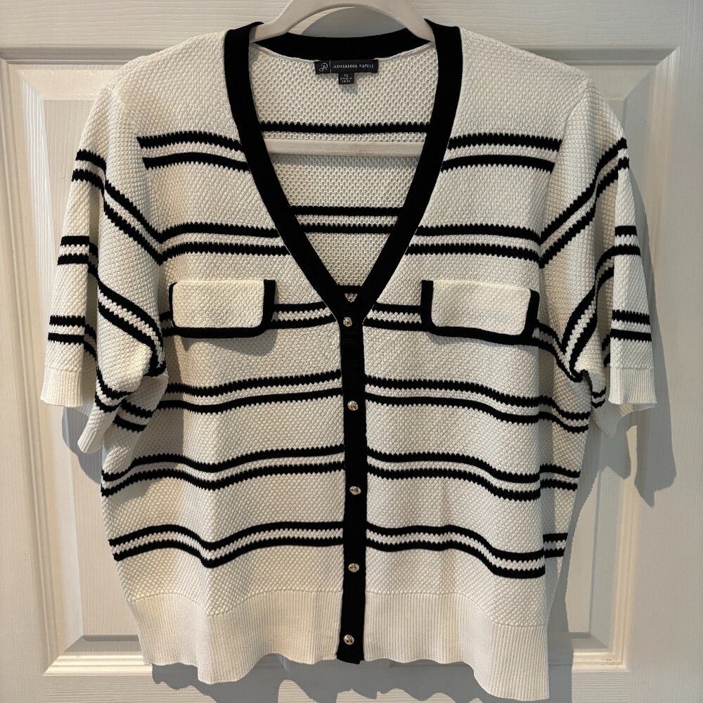 Adrianna Papell Short Sleeve Cardigan Sweater Top